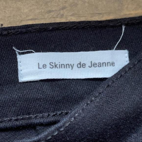 FRAME Denim Le Skinny De Jeanne Flounce Raw Edge Flare Jeans Black - Picture 9 of 11